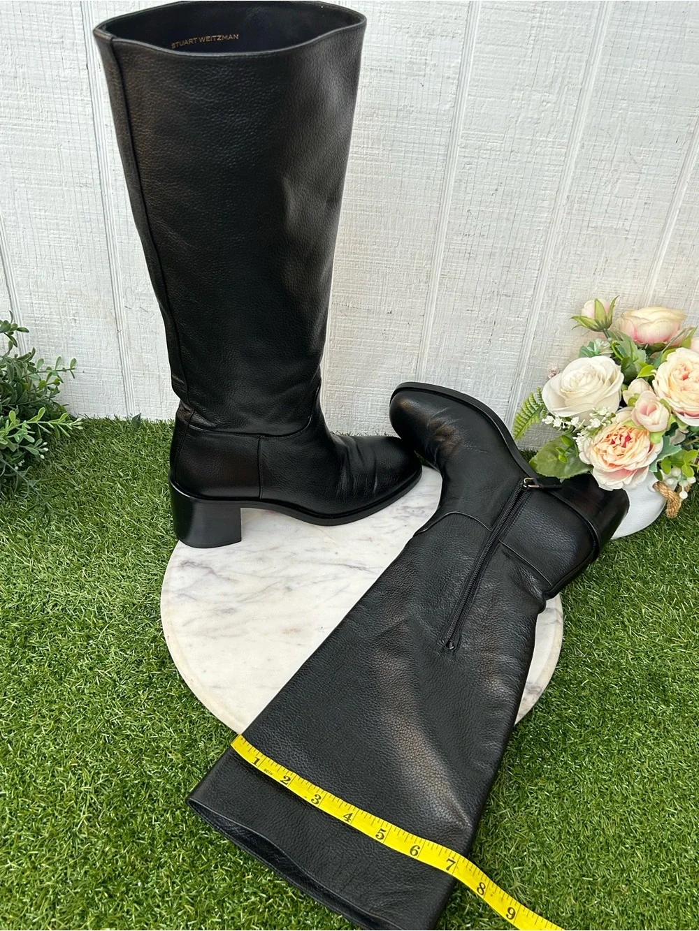 Stuart Weitzman Finn 55MM Leather Knee-High Boots black $795 size 6.5 gently use